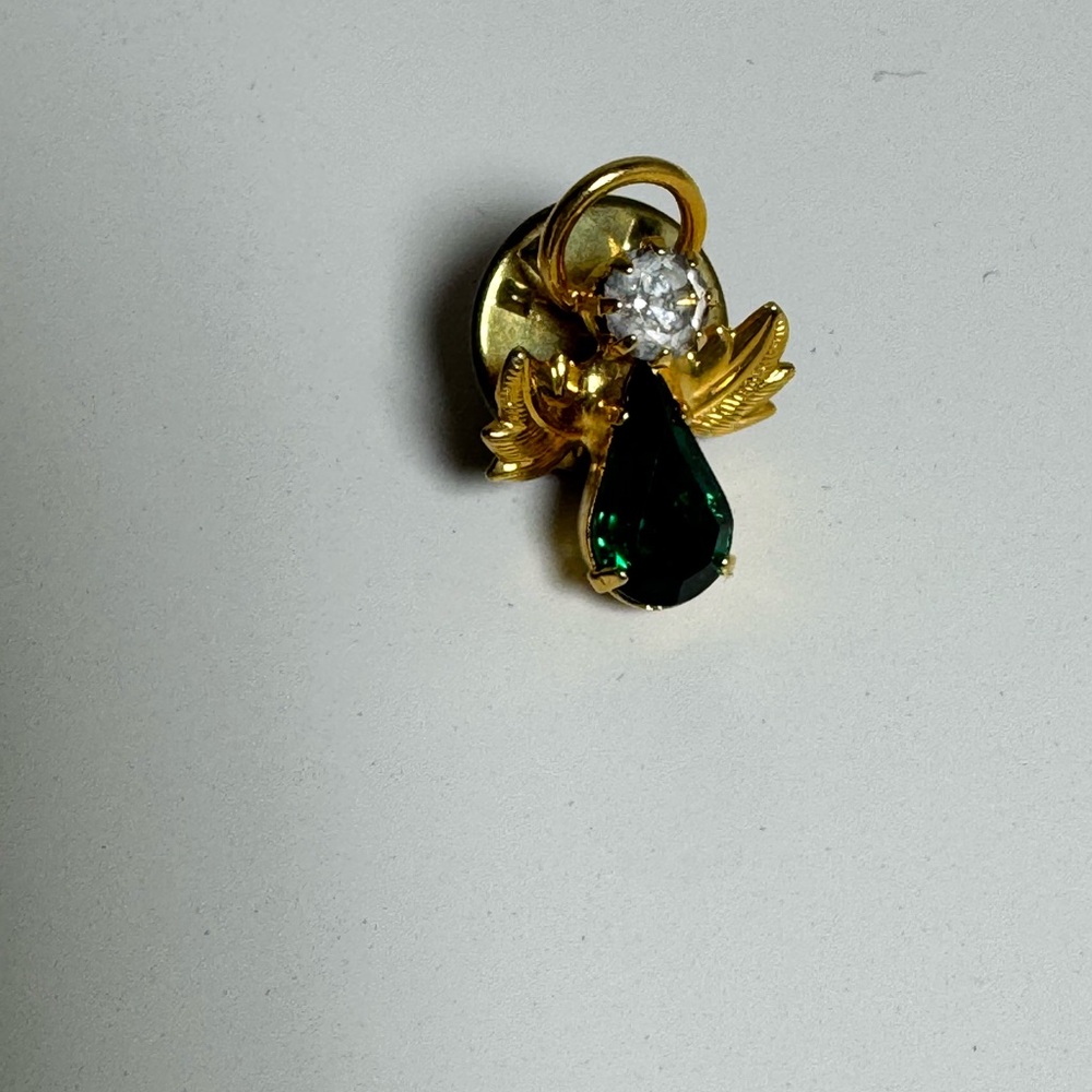 Elegant Gold‎ and Green Angel Brooch